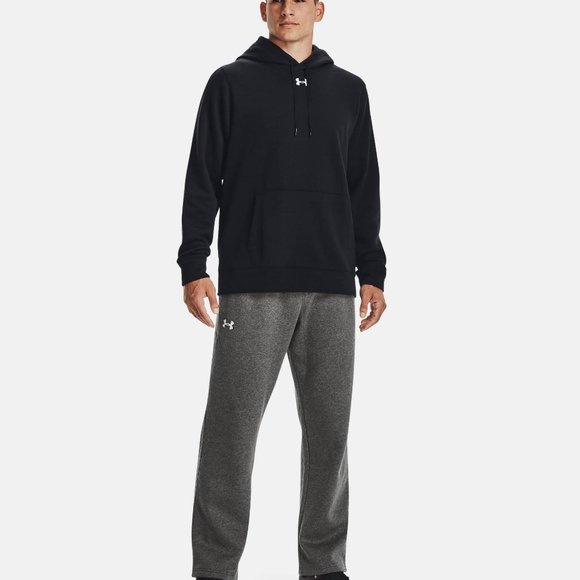 Men's UA Hustle Fleece Hoodie-‎ Black - Picture 11 of 11